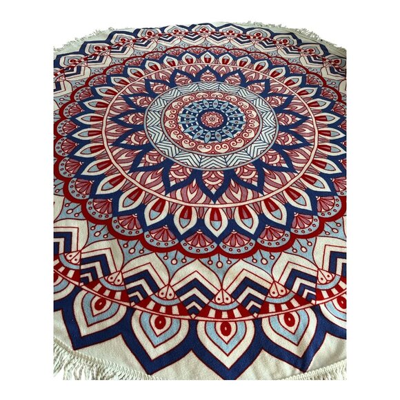 NWT Swim by Cacique Lane Bryant Round Mandala Beach Towel – 61” Red White Blue F - Picture 3 of 3
